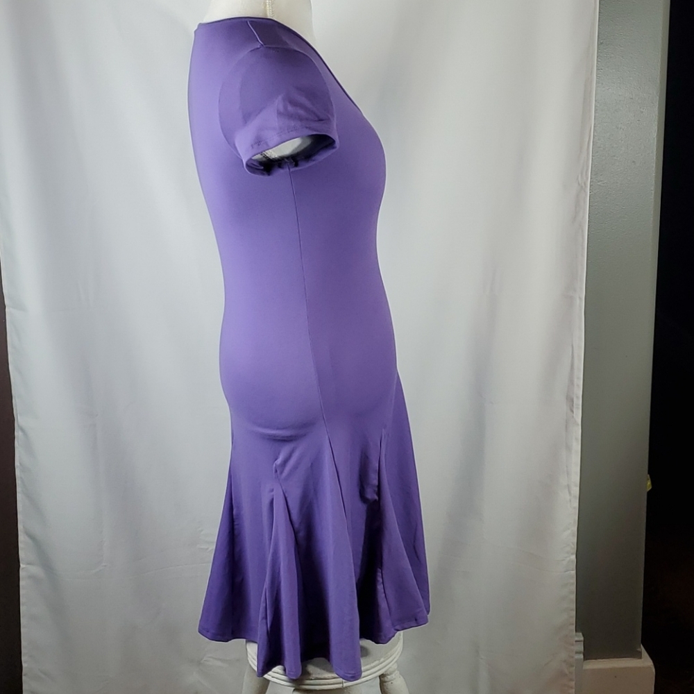 24/7 Comfort Apparel  VIBRANT PURPLE SCOOP NECK KNEE LENGTH DRESS IN SIZE  SMALL - Picture 6 of 11